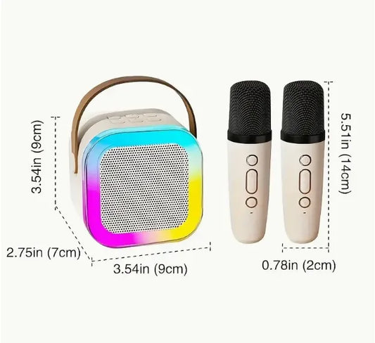 Parlante Karaoke Bluetooth K12 con 2 Micrófonos Inalámbricos | Diversión Garantizada Donde Quieras