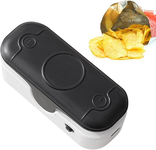 Máquina Selladora de Snacks Portátil Recargable USB | Sellador de Bolsas 2 en 1
