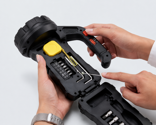 Linterna LED con Kit de Herramientas Integrado | Iluminación y Solución Práctica en un Solo Dispositivo