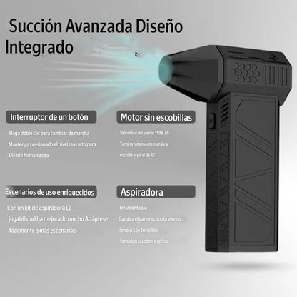 Soplador Ventilador Aspiradora Portátil Recargable | Mini Turbo de Aire 130,000 RPM